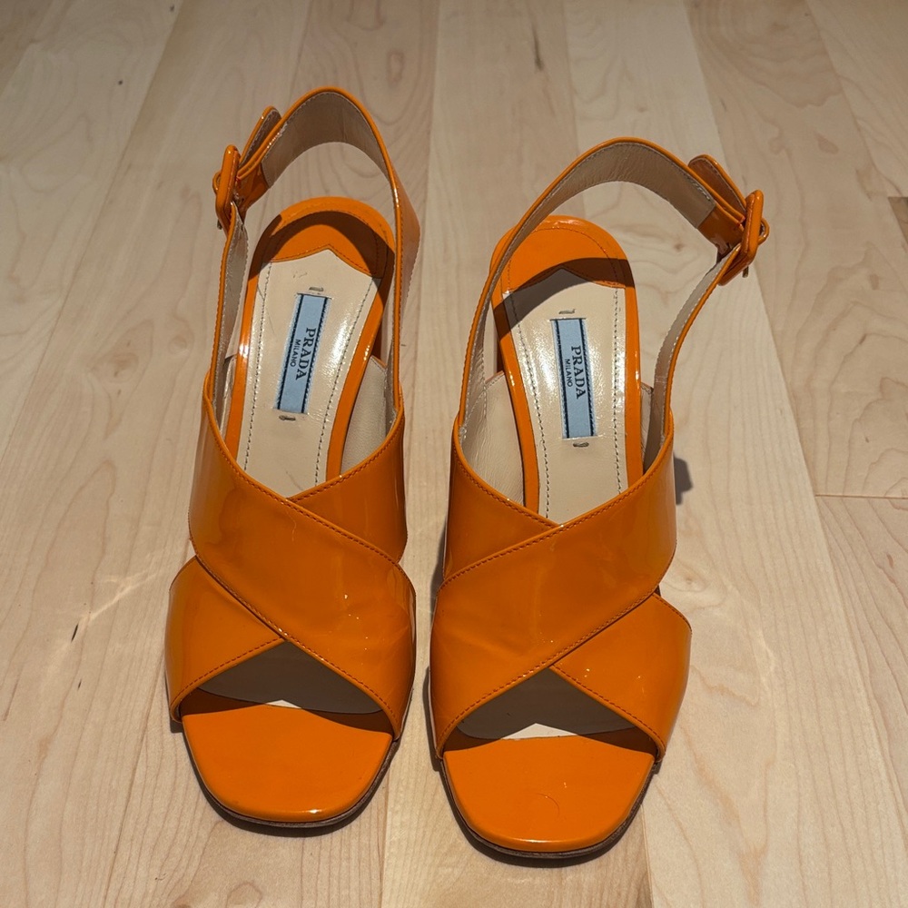 Prada Women's Bold Orange Slingback Heels